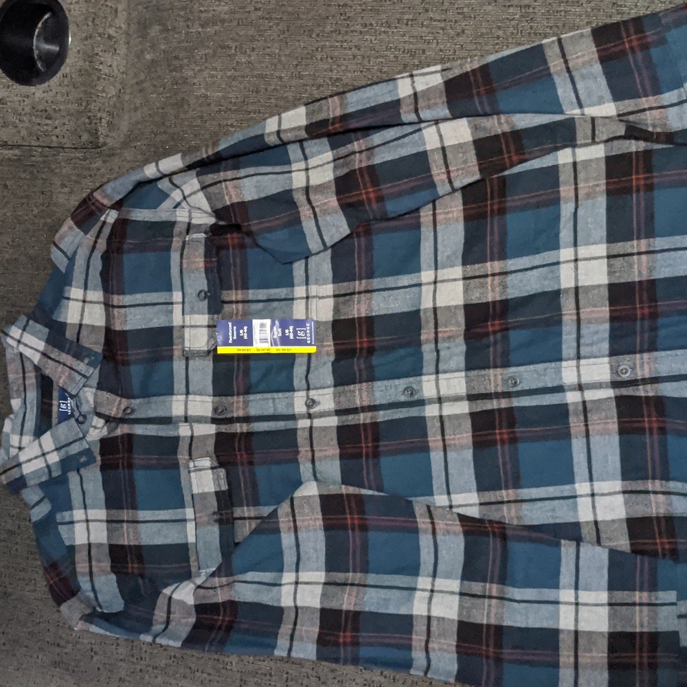 George size large blue and gray flannel